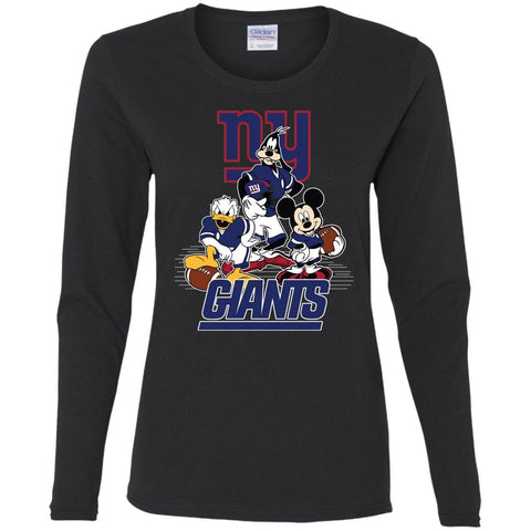 Mickey Mouse New York Giants American Football Nfl Sports Shirt Women Long Sleeve Shirt Black / S Women Long Sleeve Shirt - amzapparel