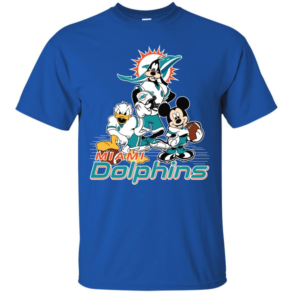 NFL Miami Dolphins Mickey Mouse Donald Duck Goofy Football Shirt V-Neck  T-Shirt