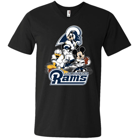 Mickey Mouse Los Angeles Rams American Football Nfl Sports Shirt Men V-Neck T-Shirt Black / S Men V-Neck T-Shirt - amzapparel