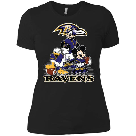 Mickey Mouse Baltimore Ravens American Football Nfl Sports Shirt Women Cotton T-Shirt Black / X-Small Women Cotton T-Shirt - amzapparel