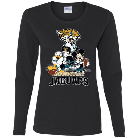 Mickey Mouse Jacksonville Jaguar American Football Nfl Sports Shirt Women Long Sleeve Shirt Black / S Women Long Sleeve Shirt - amzapparel