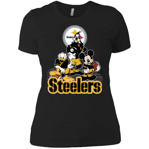 Mickey Mouse Pittsburgh Steelers American Football Nfl Sports Shirt Women Cotton T-Shirt Black / X-Small Women Cotton T-Shirt - amzapparel