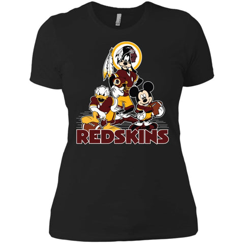 Mickey Mouse Washington Redskins American Football Nfl Sports Shirt Women Cotton T-Shirt Black / X-Small Women Cotton T-Shirt - amzapparel