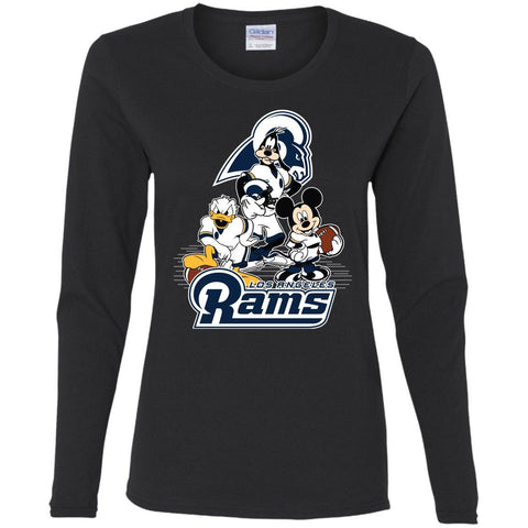 Mickey Mouse Los Angeles Rams American Football Nfl Sports Shirt Women Long Sleeve Shirt Black / S Women Long Sleeve Shirt - amzapparel