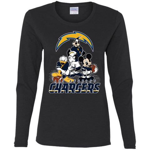 Mickey Mouse Los Angeles Chargers American Football Nfl Sports Shirt Women Long Sleeve Shirt Black / S Women Long Sleeve Shirt - amzapparel