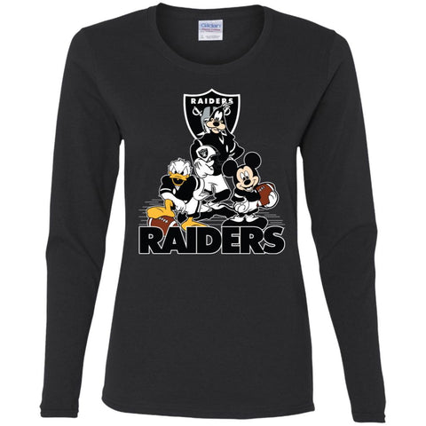 Mickey Mouse Oakland Raiders American Football Nfl Sports Shirt Women Long Sleeve Shirt Black / S Women Long Sleeve Shirt - amzapparel