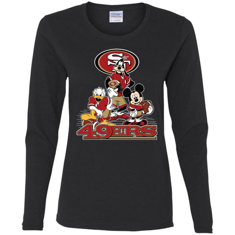 Mickey Mouse San Francisco 49ers American Football Nfl Sports Shirt Women Long Sleeve Shirt Black / S Women Long Sleeve Shirt - amzapparel
