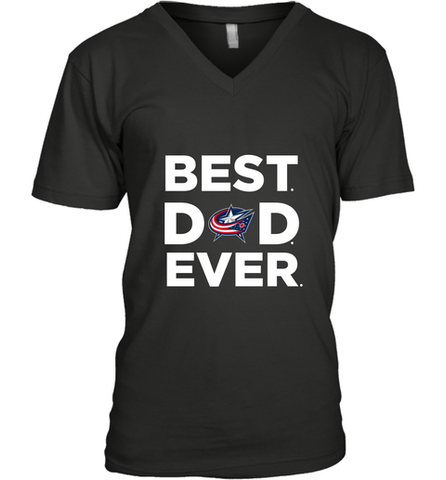 Best Columbus Blue Jackets Dad Ever Hockey NHL Fathers Day GIft For Daddy Men's V-Neck T-Shirt Men's V-Neck T-Shirt / Black / S Men's V-Neck T-Shirt - amzapparel