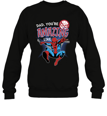 Marvel Spider Man Amazing Dad Father's Day Gifts Crewneck Sweatshirt Crewneck Sweatshirt / Black / S Crewneck Sweatshirt - amzapparel