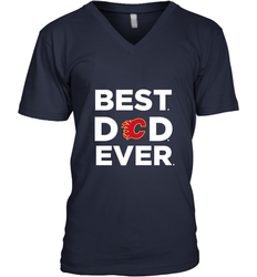 Best Calgary Flames Dad Ever Hockey NHL Fathers Day GIft For Daddy Men's V-Neck T-Shirt