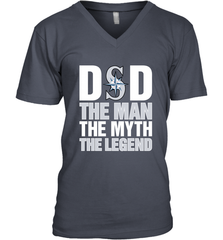 Seattle Mariners Dad The Man The Myth The Legend Father's Day MLB Men's V-Neck T-Shirt Men's V-Neck T-Shirt - amzapparel