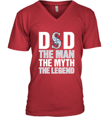 Seattle Mariners Dad The Man The Myth The Legend Father's Day MLB Men's V-Neck T-Shirt Men's V-Neck T-Shirt - amzapparel