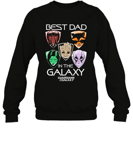 Marvel Guardians Of The Galaxy Best Dad In The Galaxy Father's Day Gifts Crewneck Sweatshirt Crewneck Sweatshirt / Black / S Crewneck Sweatshirt - amzapparel