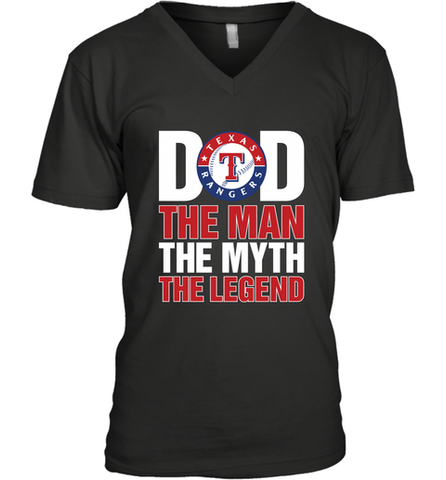 Texas Rangers Dad The Man The Myth The Legend Father's Day MLB Men's V-Neck T-Shirt Men's V-Neck T-Shirt / Black / S Men's V-Neck T-Shirt - amzapparel