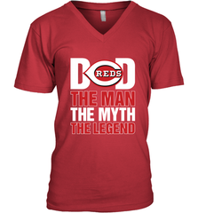 Cincinnati Reds Dad The Man The Myth The Legend Father's Day MLB Men's V-Neck T-Shirt Men's V-Neck T-Shirt - amzapparel