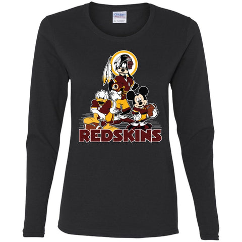 Mickey Mouse Washington Redskins American Football Nfl Sports Shirt Women Long Sleeve Shirt Black / S Women Long Sleeve Shirt - amzapparel