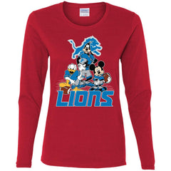 Mickey Mouse Detroit Lions American Football Nfl Sports Shirt Women Long Sleeve Shirt Women Long Sleeve Shirt - amzapparel