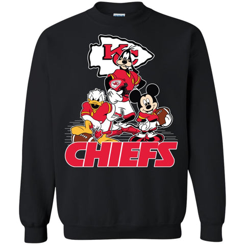 Mickey Mouse Kansas City Chiefs American Football Nfl Sports Shirt Crewneck Pullover Sweatshirt Black / S Crewneck Pullover Sweatshirt - amzapparel