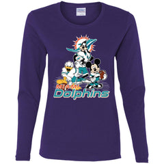 Mickey Mouse Miami Dolphins American Football Nfl Sports Shirt Women Long Sleeve Shirt Women Long Sleeve Shirt - amzapparel