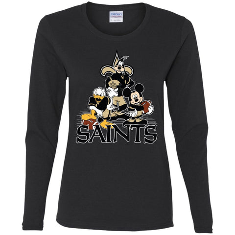 Mickey Mouse New Orleans Saints American Football Nfl Sports Shirt Women Long Sleeve Shirt Black / S Women Long Sleeve Shirt - amzapparel