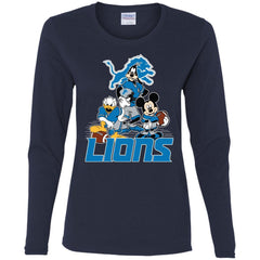 Mickey Mouse Detroit Lions American Football Nfl Sports Shirt Women Long Sleeve Shirt Women Long Sleeve Shirt - amzapparel