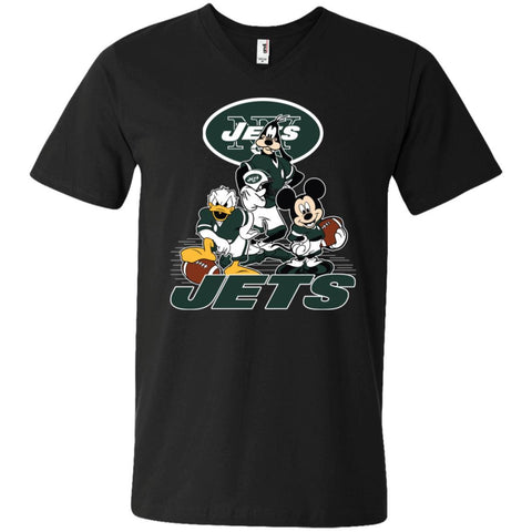 Mickey Mouse New York Jets American Football Nfl Sports Shirt Men V-Neck T-Shirt Black / S Men V-Neck T-Shirt - amzapparel