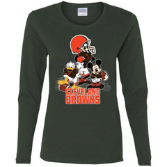 Mickey Mouse Cleveland Browns American Football Nfl Sports Shirt Women Long Sleeve Shirt Women Long Sleeve Shirt - amzapparel