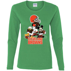 Mickey Mouse Cleveland Browns American Football Nfl Sports Shirt Women Long Sleeve Shirt Women Long Sleeve Shirt - amzapparel