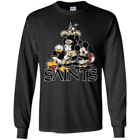 Mickey Mouse New Orleans Saints American Football Nfl Sports Shirt Men Long Sleeve Shirt Black / S Men Long Sleeve Shirt - amzapparel