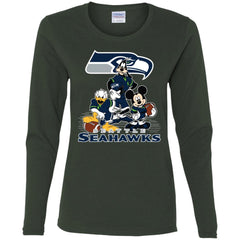 Mickey Mouse Seattle Seahawks American Football Nfl Sports Shirt Women Long Sleeve Shirt Women Long Sleeve Shirt - amzapparel