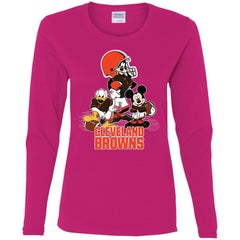 Mickey Mouse Cleveland Browns American Football Nfl Sports Shirt Women Long Sleeve Shirt Women Long Sleeve Shirt - amzapparel