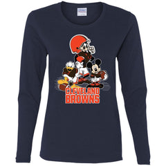 Mickey Mouse Cleveland Browns American Football Nfl Sports Shirt Women Long Sleeve Shirt Women Long Sleeve Shirt - amzapparel