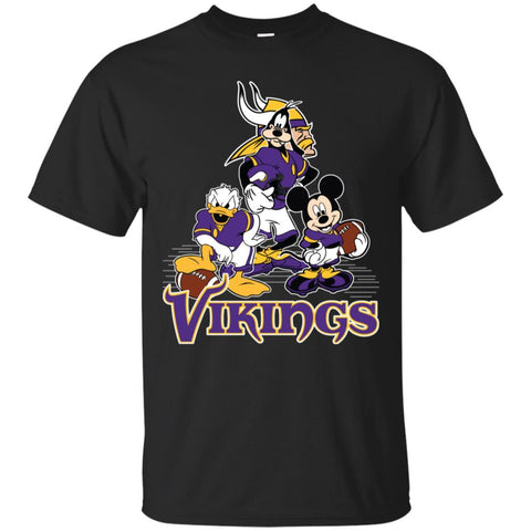 Mickey Mouse Minnesota Vikings American Football Nfl Sports Shirt Men Cotton T-Shirt Black / S Men Cotton T-Shirt - amzapparel
