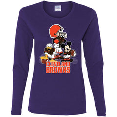 Mickey Mouse Cleveland Browns American Football Nfl Sports Shirt Women Long Sleeve Shirt Women Long Sleeve Shirt - amzapparel