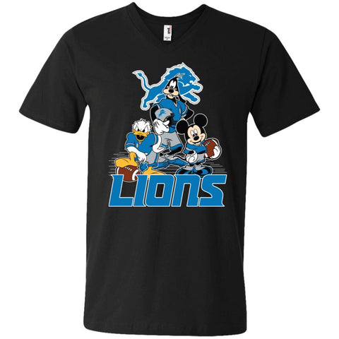 Mickey Mouse Detroit Lions American Football Nfl Sports Shirt Men V-Neck T-Shirt Black / S Men V-Neck T-Shirt - amzapparel