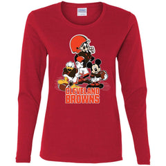 Mickey Mouse Cleveland Browns American Football Nfl Sports Shirt Women Long Sleeve Shirt Women Long Sleeve Shirt - amzapparel