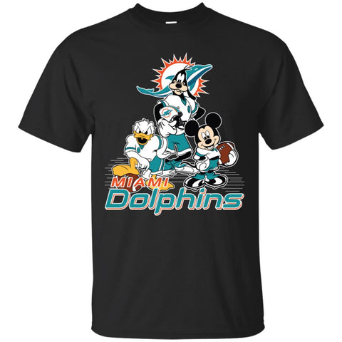 Mickey Mouse Miami Dolphins American Football Nfl Sports Shirt Men Cotton T-Shirt Black / S Men Cotton T-Shirt - amzapparel