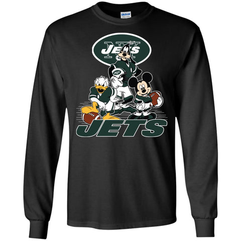 Mickey Mouse New York Jets American Football Nfl Sports Shirt Men Long Sleeve Shirt Black / S Men Long Sleeve Shirt - amzapparel
