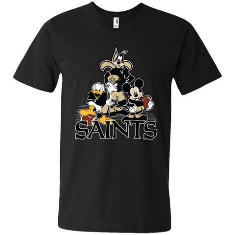 Mickey Mouse New Orleans Saints American Football Nfl Sports Shirt Men V-Neck T-Shirt Black / S Men V-Neck T-Shirt - amzapparel