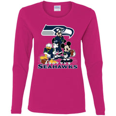 Mickey Mouse Seattle Seahawks American Football Nfl Sports Shirt Women Long Sleeve Shirt Women Long Sleeve Shirt - amzapparel