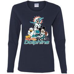 Mickey Mouse Miami Dolphins American Football Nfl Sports Shirt Women Long Sleeve Shirt Women Long Sleeve Shirt - amzapparel