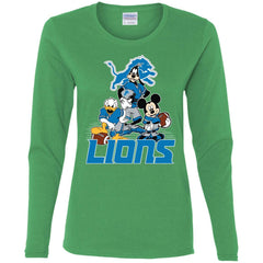 Mickey Mouse Detroit Lions American Football Nfl Sports Shirt Women Long Sleeve Shirt Women Long Sleeve Shirt - amzapparel
