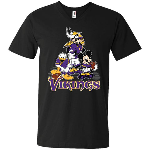Mickey Mouse Minnesota Vikings American Football Nfl Sports Shirt Men V-Neck T-Shirt Black / S Men V-Neck T-Shirt - amzapparel