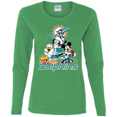 Mickey Mouse Miami Dolphins American Football Nfl Sports Shirt Women Long Sleeve Shirt Women Long Sleeve Shirt - amzapparel