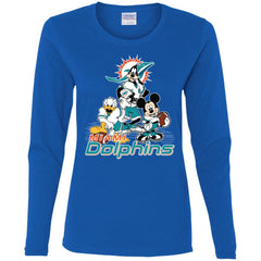 Mickey Mouse Miami Dolphins American Football Nfl Sports Shirt Women Long Sleeve Shirt Women Long Sleeve Shirt - amzapparel
