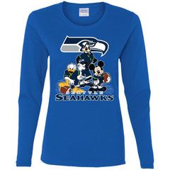 Mickey Mouse Seattle Seahawks American Football Nfl Sports Shirt Women Long Sleeve Shirt Women Long Sleeve Shirt - amzapparel