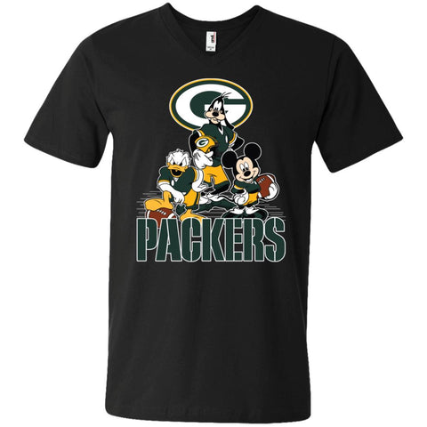 Mickey Mouse Green Bay Packer American Football Nfl Sports Shirt Men V-Neck T-Shirt Black / S Men V-Neck T-Shirt - amzapparel