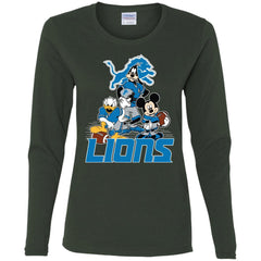 Mickey Mouse Detroit Lions American Football Nfl Sports Shirt Women Long Sleeve Shirt Women Long Sleeve Shirt - amzapparel