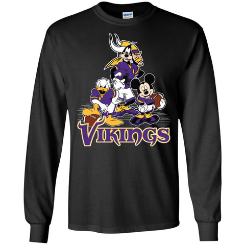 Mickey Mouse Minnesota Vikings American Football Nfl Sports Shirt Men Long Sleeve Shirt Black / S Men Long Sleeve Shirt - amzapparel