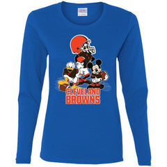 Mickey Mouse Cleveland Browns American Football Nfl Sports Shirt Women Long Sleeve Shirt Women Long Sleeve Shirt - amzapparel